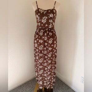 Lily Rose Brown Strapless Floral Maxi Dress